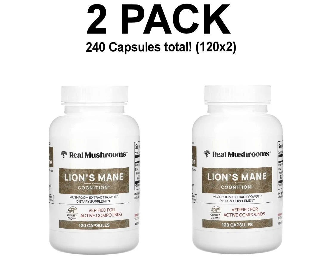 Lion's Mane Mushroom Extract Powder 2 Pack – 120 Capsules Each – 240 Capsules Total