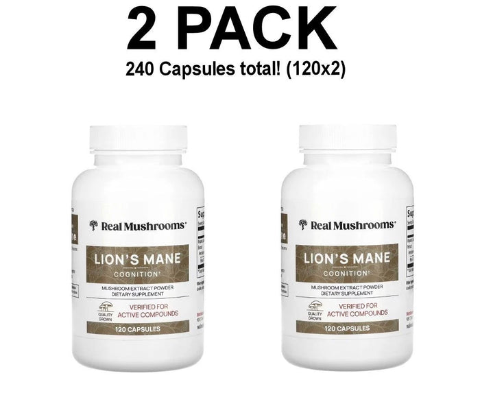 Lion's Mane Mushroom Extract Powder 2 Pack – 120 Capsules Each – 240 Capsules Total